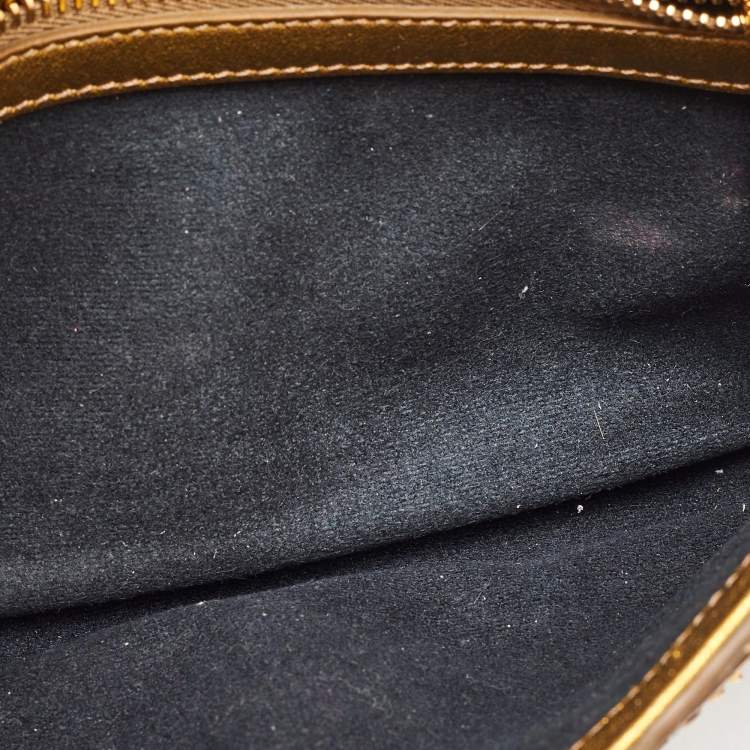 Pre Owned Tom Ford Gold Alix Python Zip & Padlock Clutch