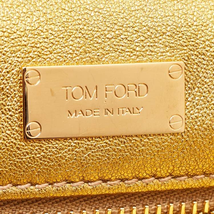 Pre Owned Tom Ford Gold Alix Python Zip & Padlock Clutch