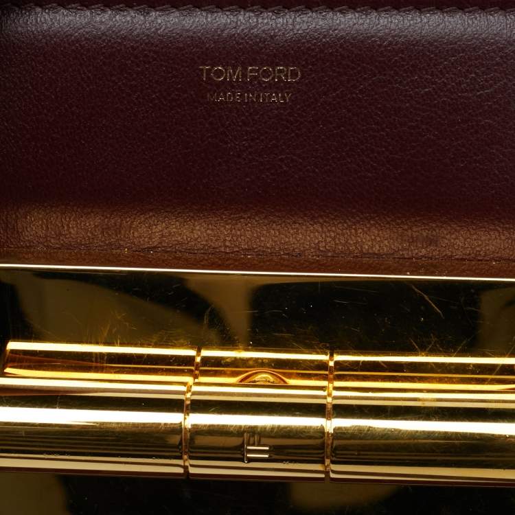 Pre Owned Tom Ford Burgundy Leather Small Natalia Crossbody Bag