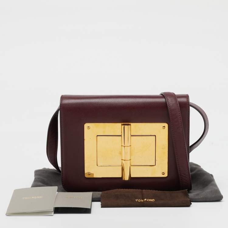 Pre Owned Tom Ford Burgundy Leather Small Natalia Crossbody Bag