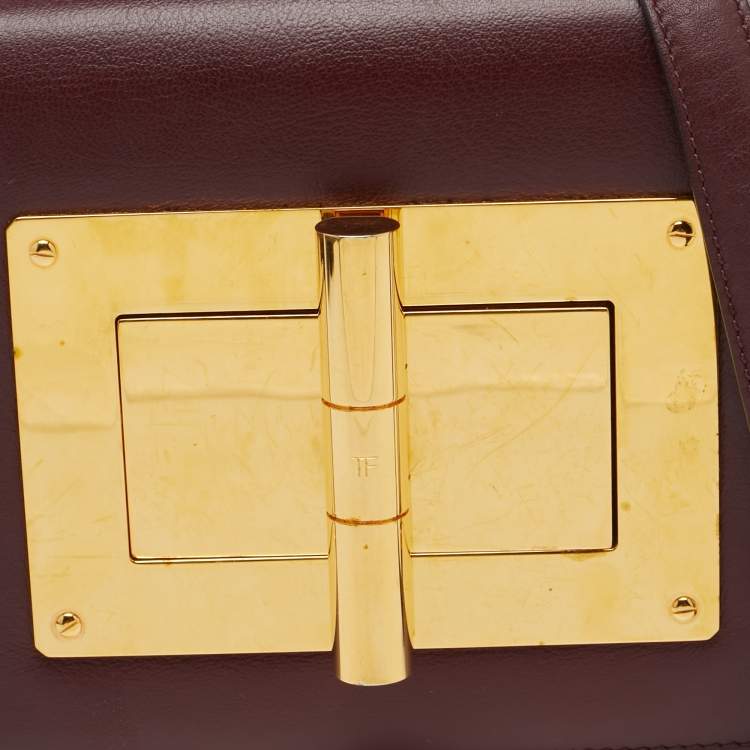 Pre Owned Tom Ford Burgundy Leather Small Natalia Crossbody Bag