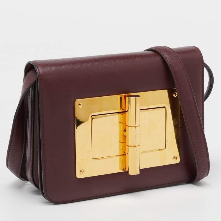 Pre Owned Tom Ford Burgundy Leather Small Natalia Crossbody Bag