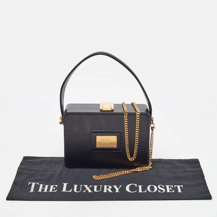 Pre Owned Tom Ford Black Leather Box Shoulder Bag