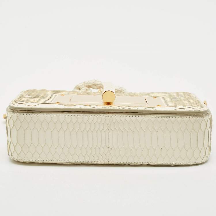 Pre Owned Tom Ford White Python Medium Natalia Shoulder Bag