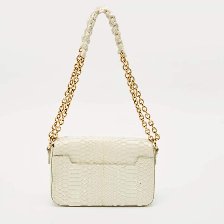 Pre Owned Tom Ford White Python Medium Natalia Shoulder Bag