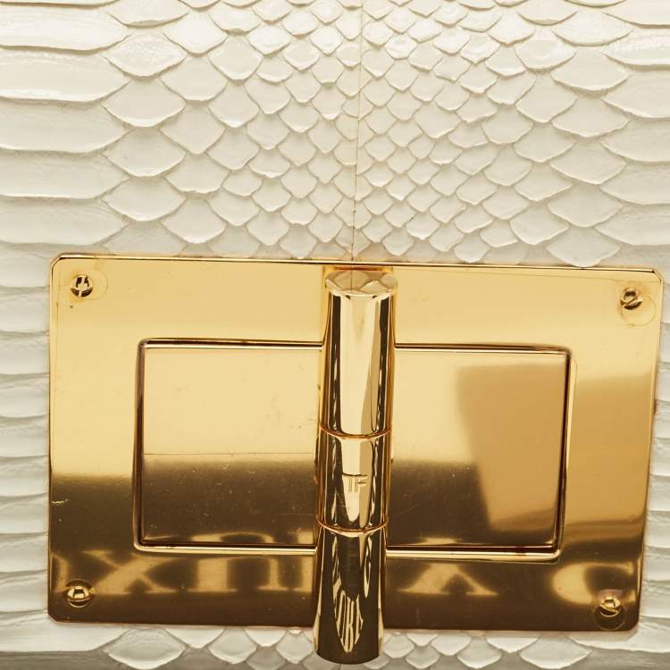 Pre Owned Tom Ford White Python Medium Natalia Shoulder Bag