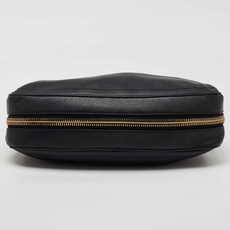 Pre Owned Tom Ford Black Leather Zip Around Shoulder Bag
