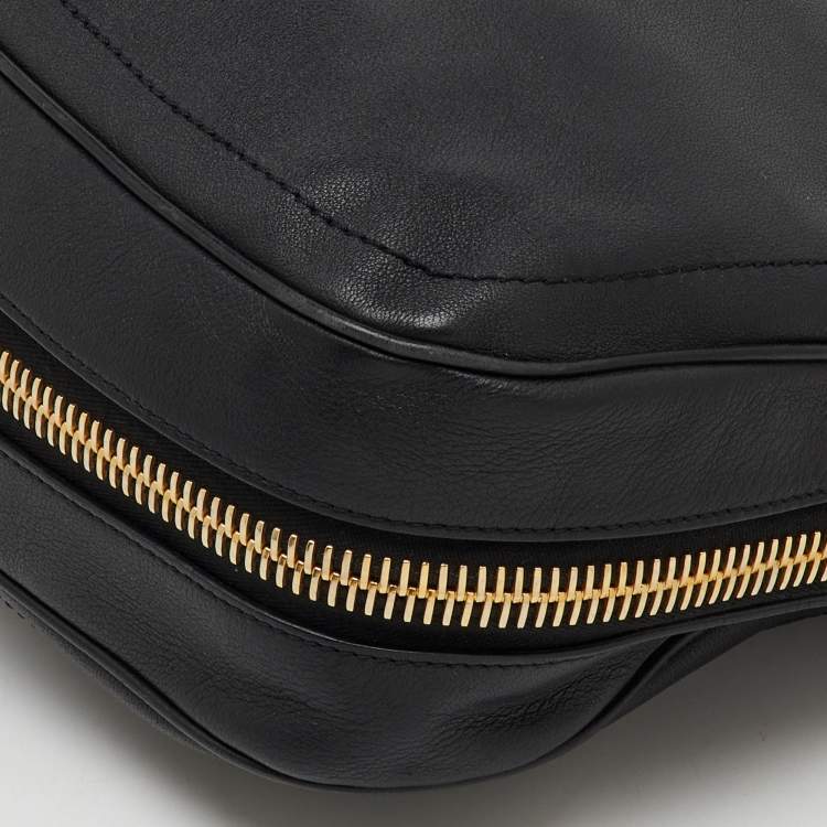 Pre Owned Tom Ford Black Leather Zip Around Shoulder Bag