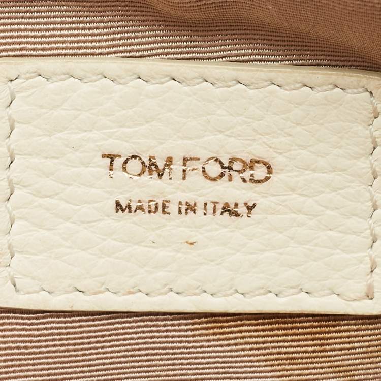 Pre Owned Tom Ford Off White Leather Wristlet Pouch
