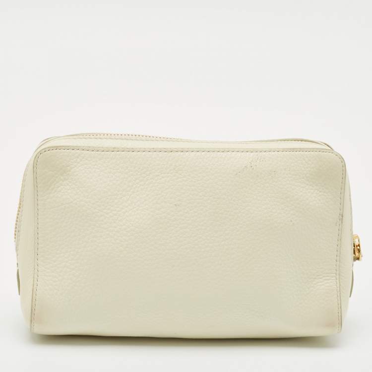 Pre Owned Tom Ford Off White Leather Wristlet Pouch