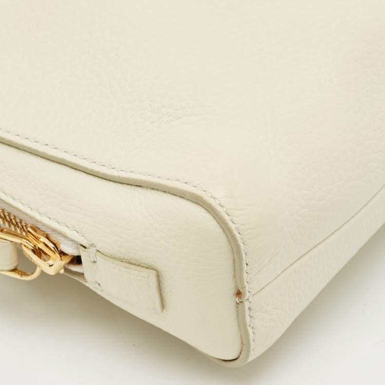 Pre Owned Tom Ford Off White Leather Wristlet Pouch