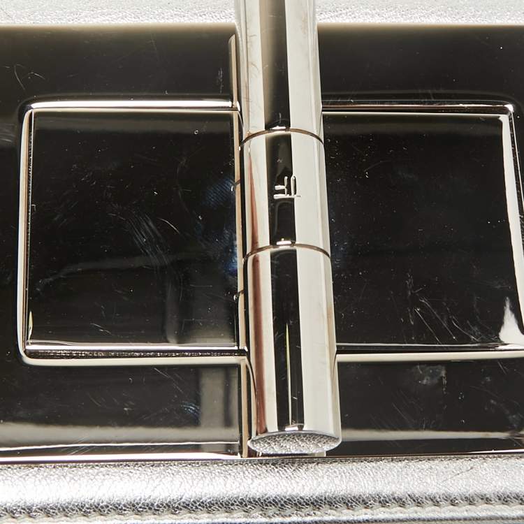 Pre Owned Tom Ford Silver Leather Mini Natalia Crossbody Bag