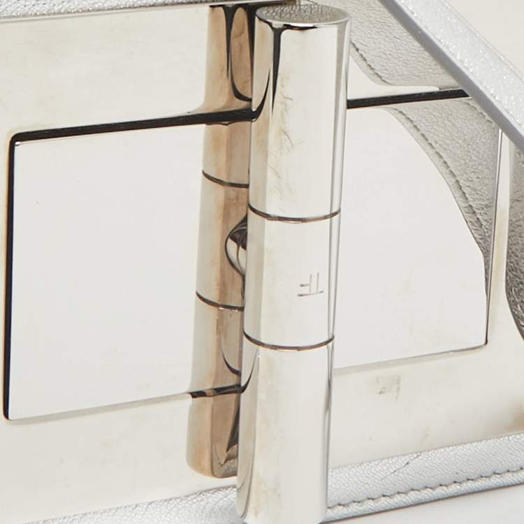Pre Owned Tom Ford Silver Leather Mini Natalia Crossbody Bag