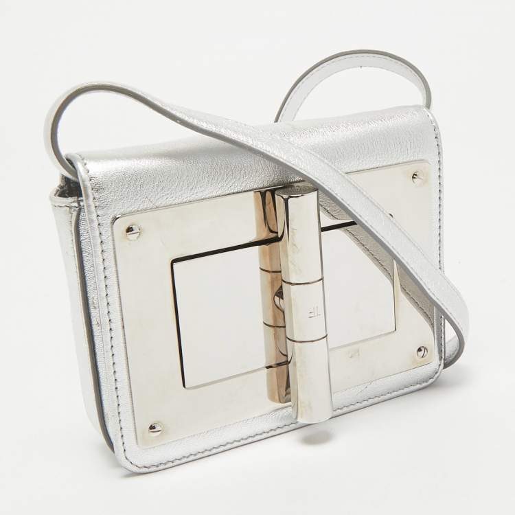 Pre Owned Tom Ford Silver Leather Mini Natalia Crossbody Bag