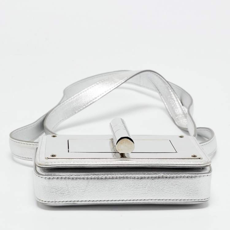 Pre Owned Tom Ford Silver Leather Mini Natalia Crossbody Bag