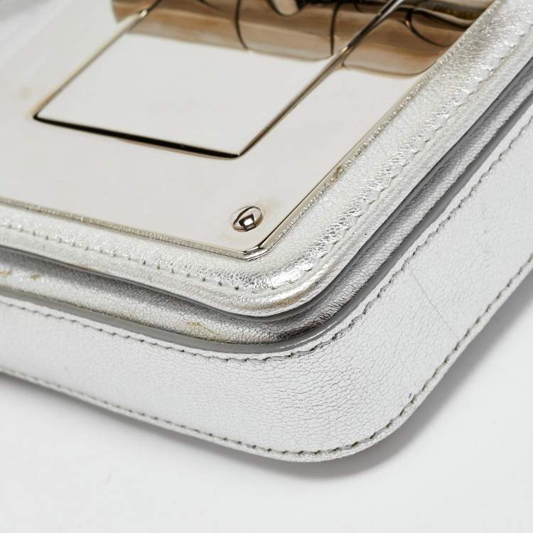 Pre Owned Tom Ford Silver Leather Mini Natalia Crossbody Bag