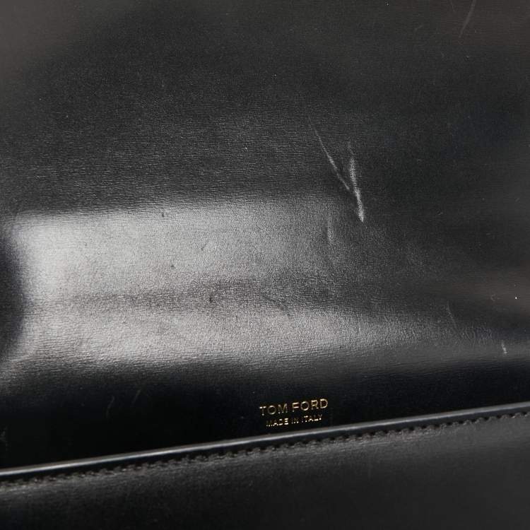Pre Owned Tom Ford Black Leather Palmellato Triple Chain Shoulder Bag