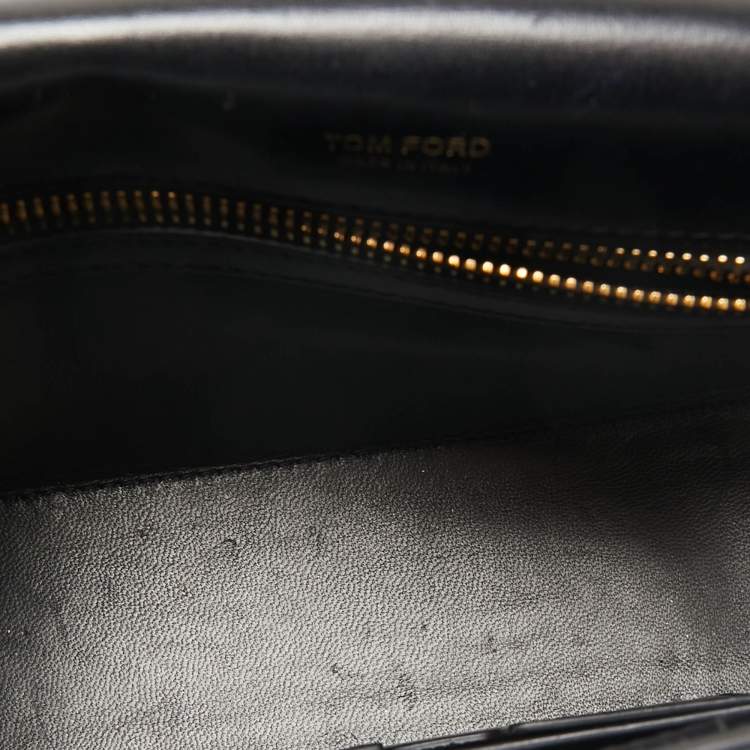 Pre Owned Tom Ford Black Leather Palmellato Triple Chain Shoulder Bag