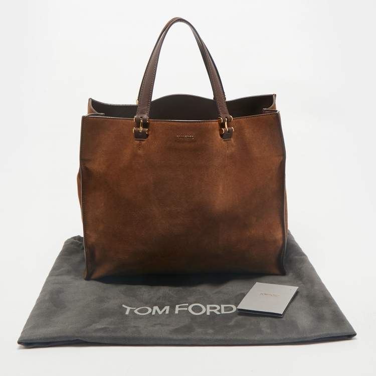 Pre Owned Tom Ford Two Tone Brown Suede Tote