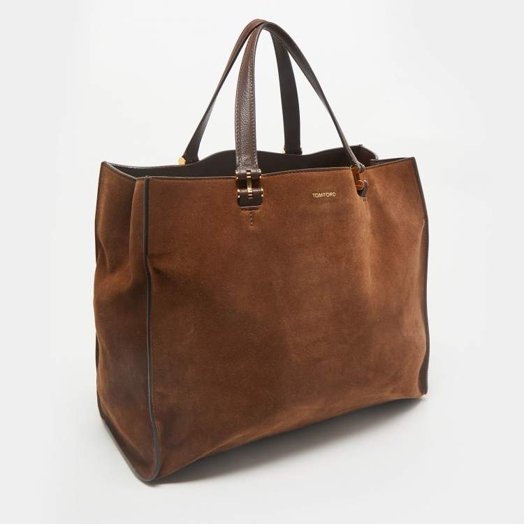 Pre Owned Tom Ford Two Tone Brown Suede Tote