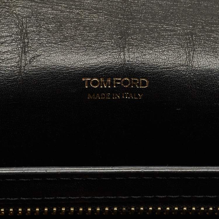 Pre Owned Tom Ford Black Shine Alligator Large Natalia Shoulder Bag