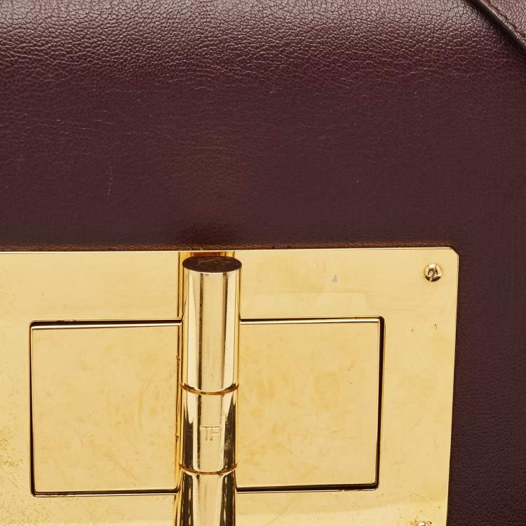 Pre Owned Tom Ford Burgundy Leather Large Natalia Shoulder Bag