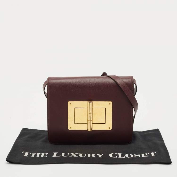Pre Owned Tom Ford Burgundy Leather Large Natalia Shoulder Bag