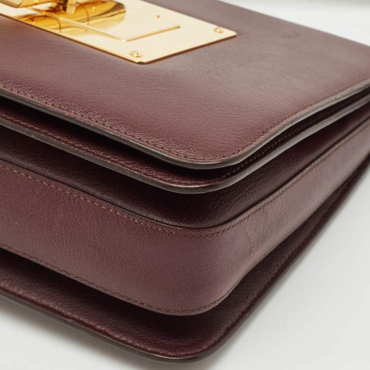 Pre Owned Tom Ford Burgundy Leather Large Natalia Shoulder Bag