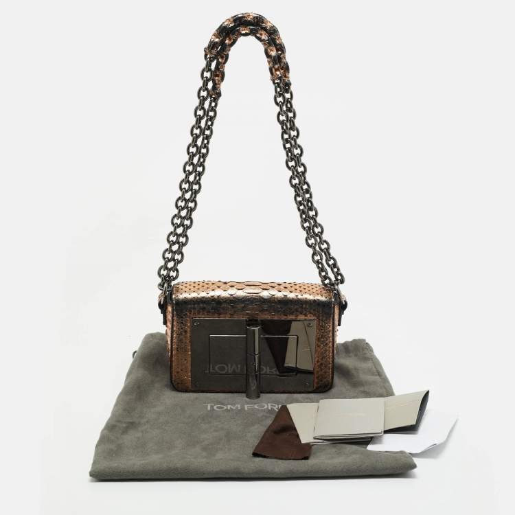 Pre Owned Tom Ford Bronze Python Natalia Chain Shoulder Bag