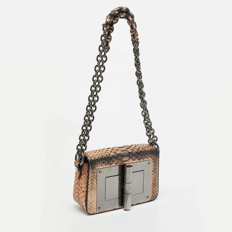 Pre Owned Tom Ford Bronze Python Natalia Chain Shoulder Bag