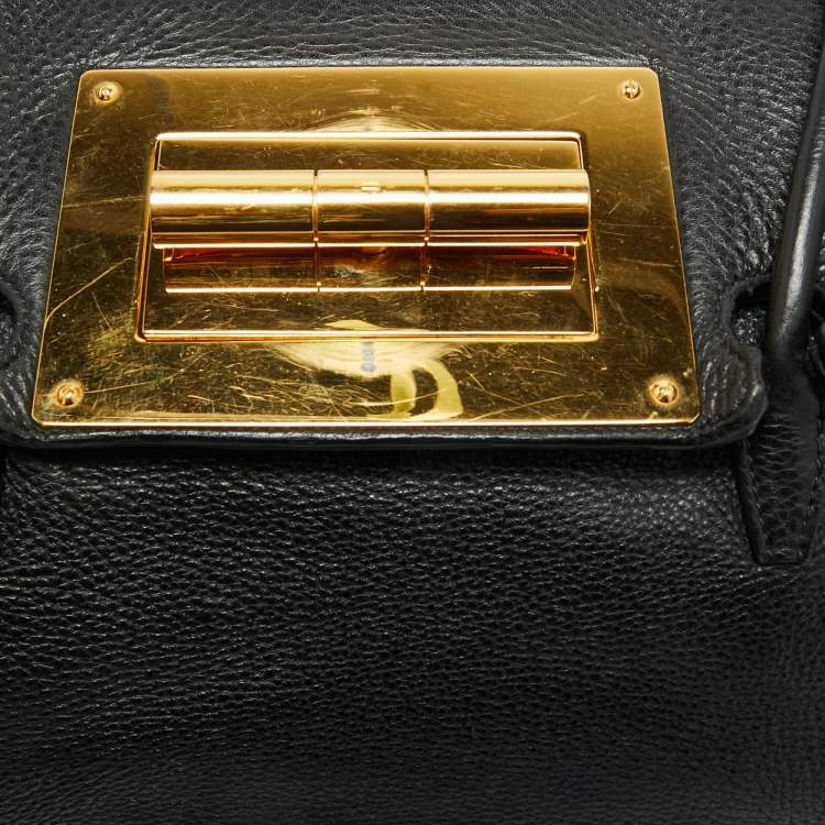 Pre Owned Tom Ford Black Leather Natalia Flap Tote