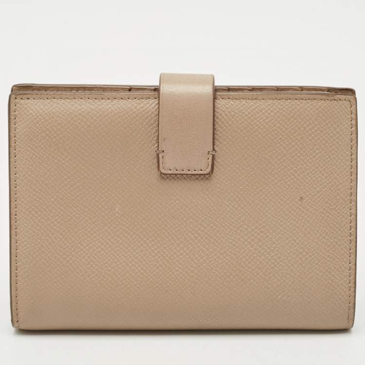 Pre Owned Tom Ford Beige Leather Turnlock Compact Wallet
