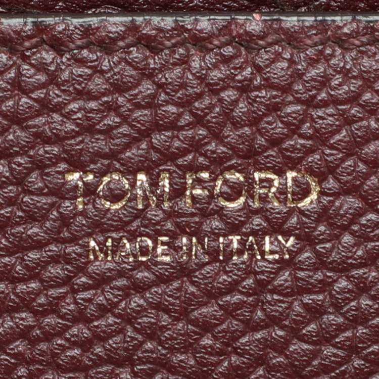 Pre Owned Tom Ford Dark Red Leather Mini Jennifer Crossbody Bag