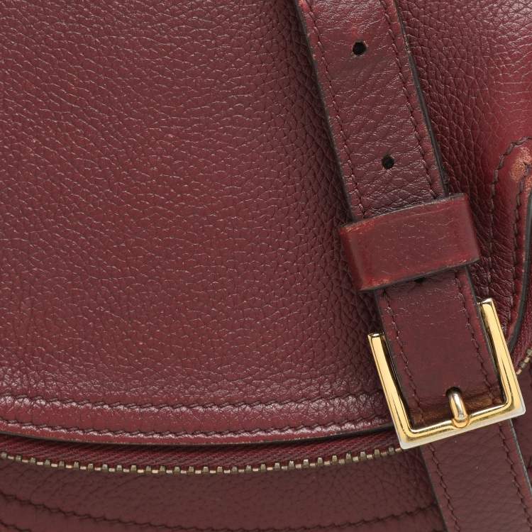 Pre Owned Tom Ford Dark Red Leather Mini Jennifer Crossbody Bag