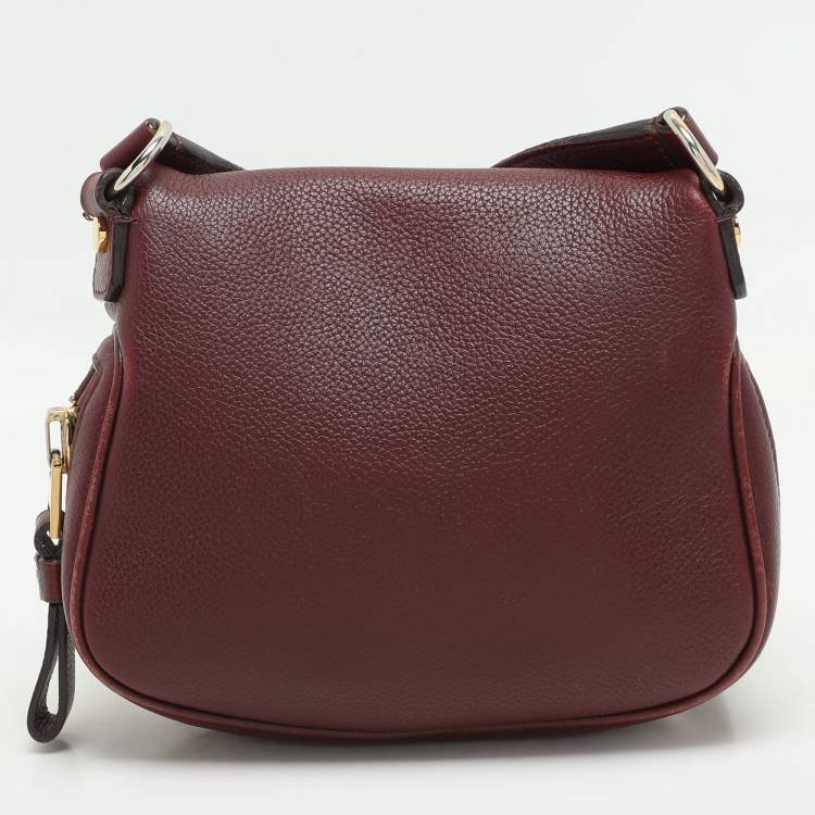 Pre Owned Tom Ford Dark Red Leather Mini Jennifer Crossbody Bag