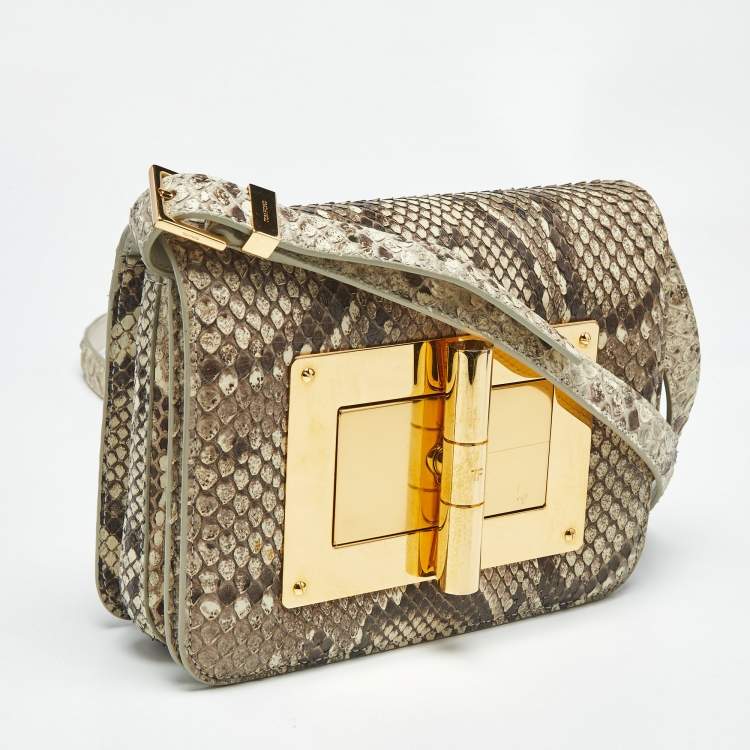 Pre Owned Tom Ford Beige Python Small Natalia Crossbody Bag