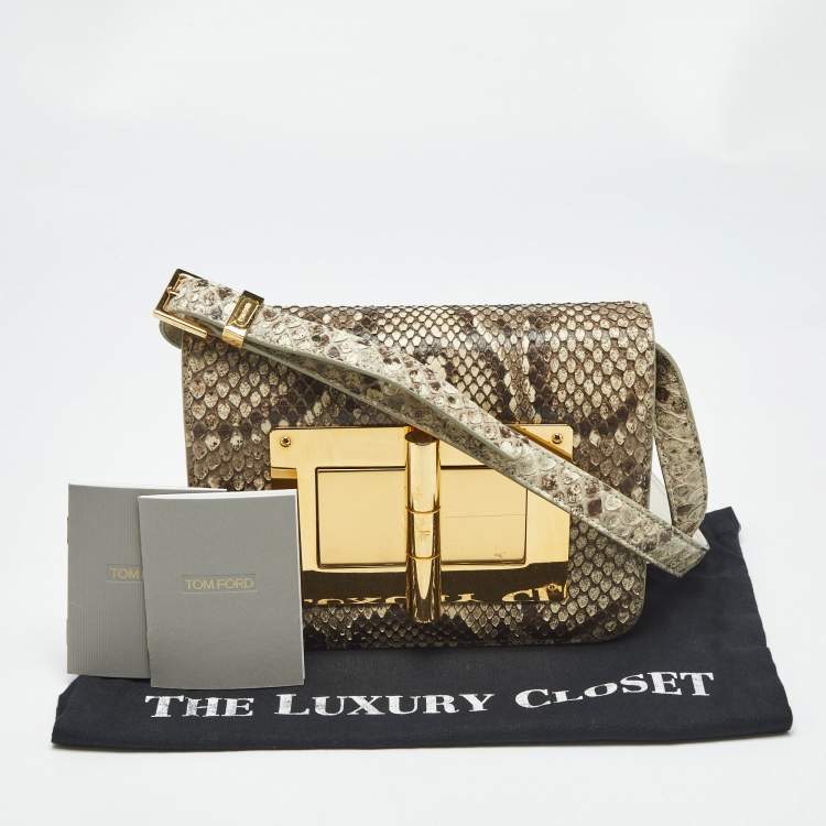 Pre Owned Tom Ford Beige Python Small Natalia Crossbody Bag