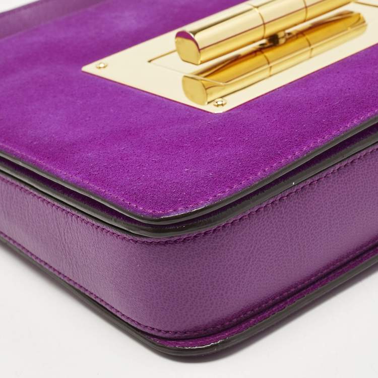 Pre Owned Tom Ford Fuchsia Leather and Suede Large Natalia Shoulder Bag