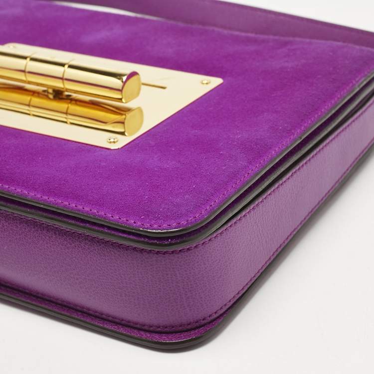 Pre Owned Tom Ford Fuchsia Leather and Suede Large Natalia Shoulder Bag