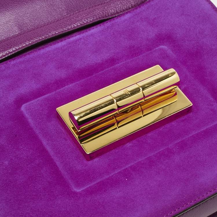 Pre Owned Tom Ford Fuchsia Leather and Suede Large Natalia Shoulder Bag