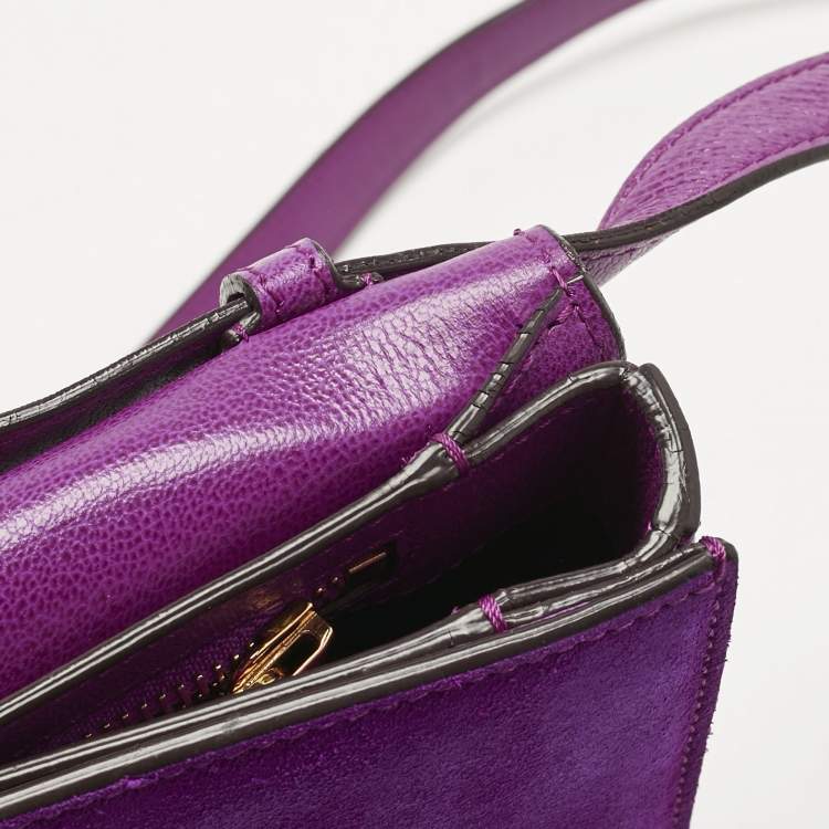 Pre Owned Tom Ford Fuchsia Leather and Suede Large Natalia Shoulder Bag