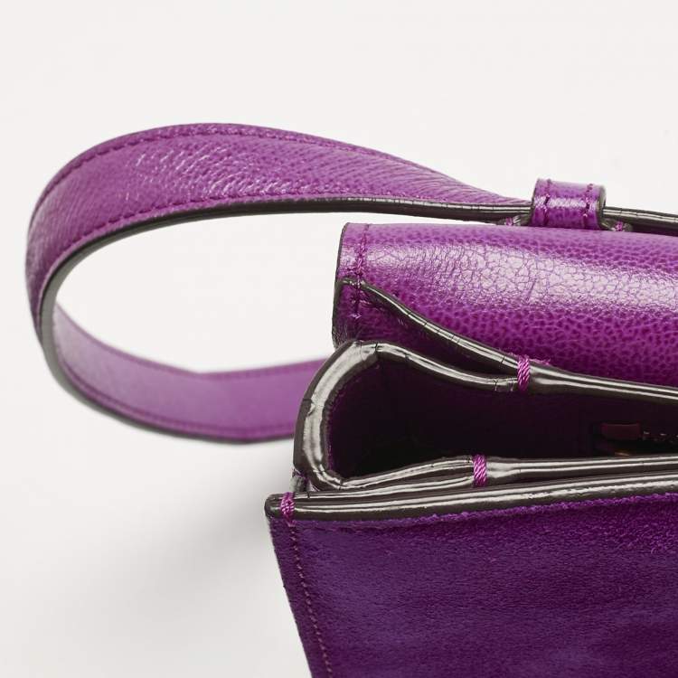 Pre Owned Tom Ford Fuchsia Leather and Suede Large Natalia Shoulder Bag