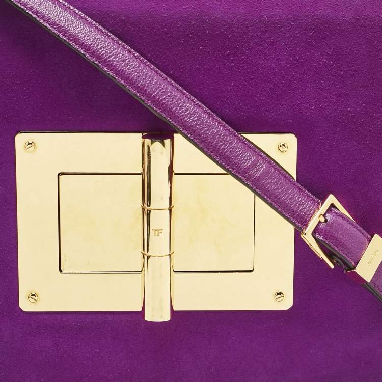 Pre Owned Tom Ford Fuchsia Leather and Suede Large Natalia Shoulder Bag
