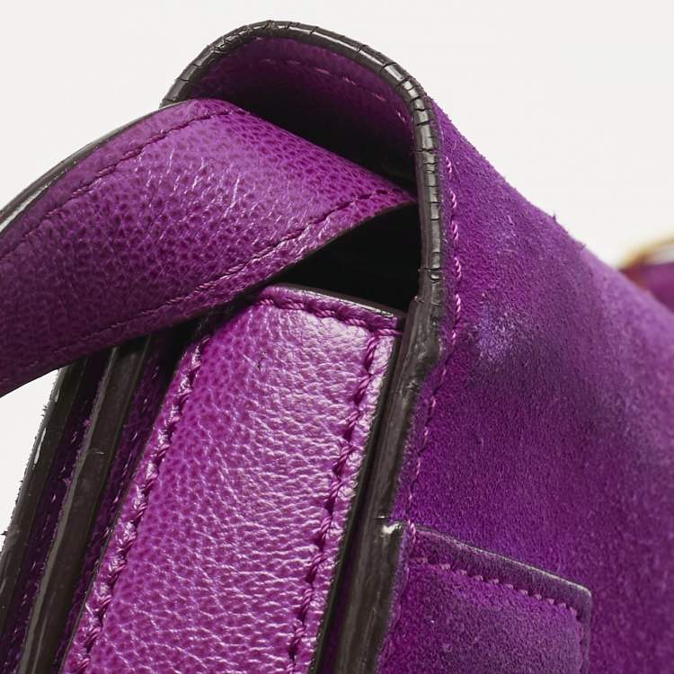 Pre Owned Tom Ford Fuchsia Leather and Suede Large Natalia Shoulder Bag