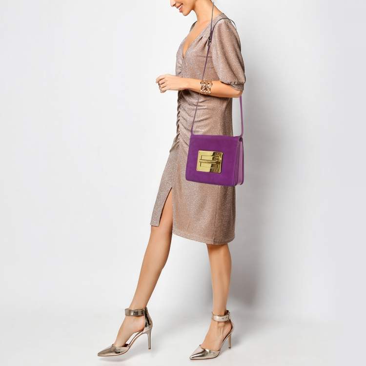 Pre Owned Tom Ford Fuchsia Leather and Suede Large Natalia Shoulder Bag