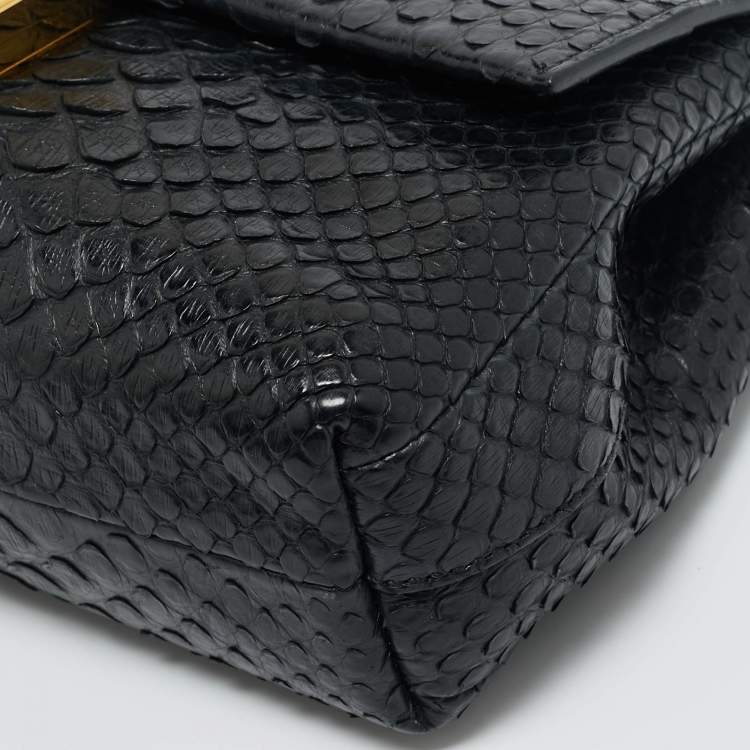 Pre Owned Tom Ford Black Python Small Leonica Padlock Shoulder Bag
