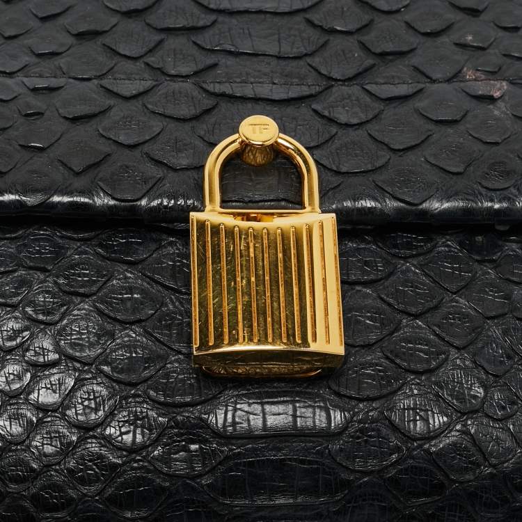 Pre Owned Tom Ford Black Python Small Leonica Padlock Shoulder Bag