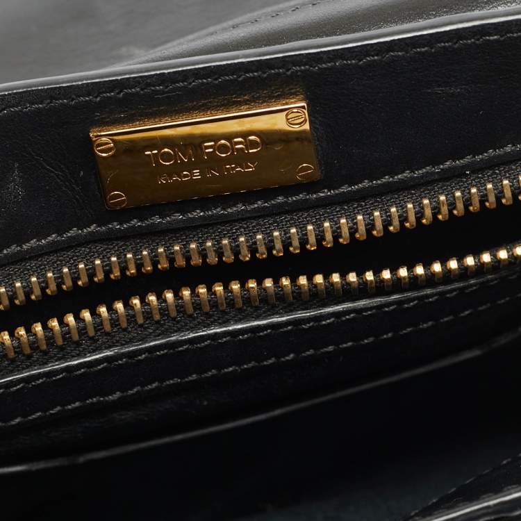 Pre Owned Tom Ford Black Python Small Leonica Padlock Shoulder Bag