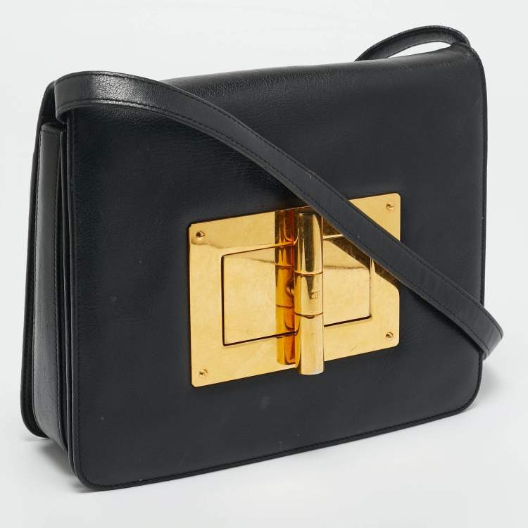 Pre Owned Tom Ford Black Leather Large Natalia Shoulder Bag