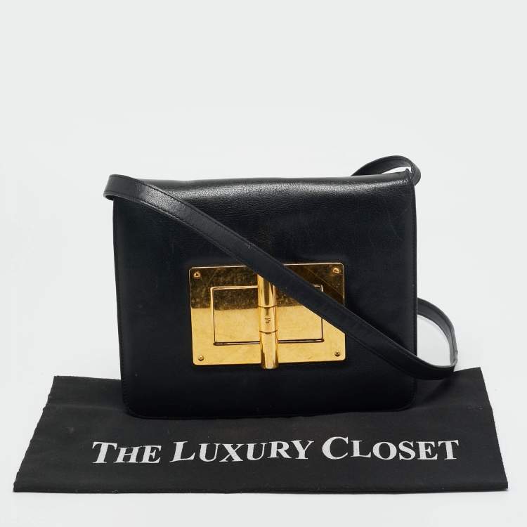 Pre Owned Tom Ford Black Leather Large Natalia Shoulder Bag